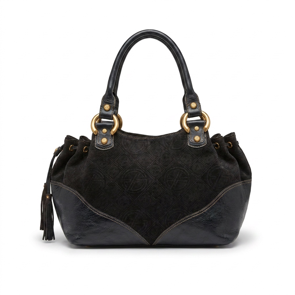 Tote Cuero y Gamuza Azul 